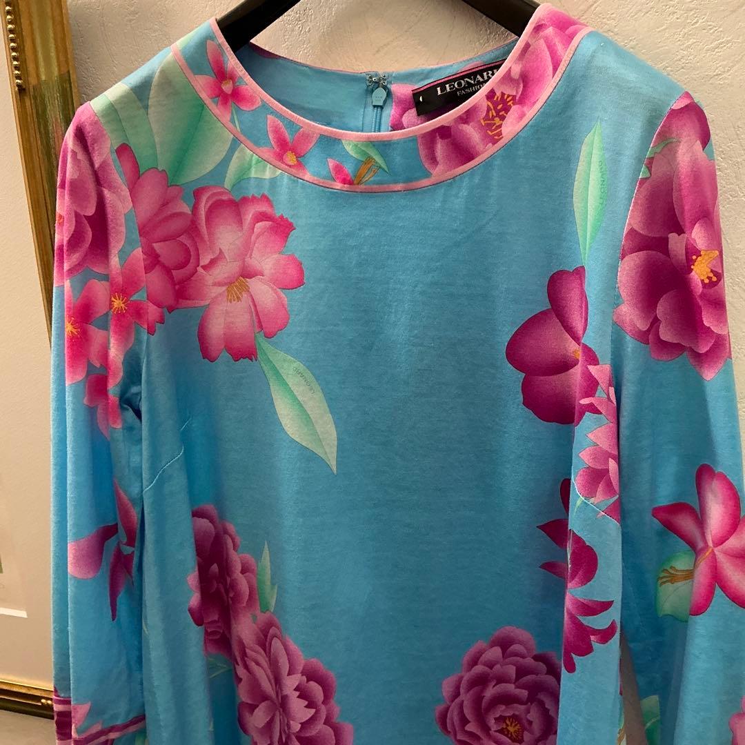 ❤️LEONARD フラワープリント 7分袖チュニック　38