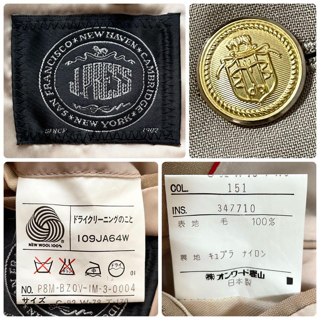 極美品✨ジェイプレス　テーラードジャケット　金ボタン　段返り　パイピング赤　M