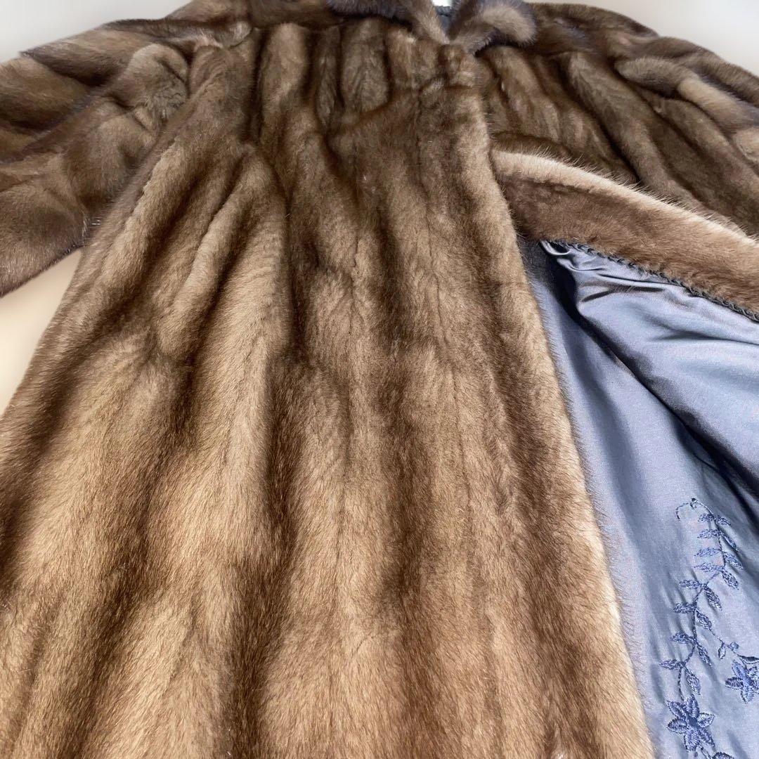 代代の❤️ミンク　毛皮　ダークブラウン ロングコート　13号