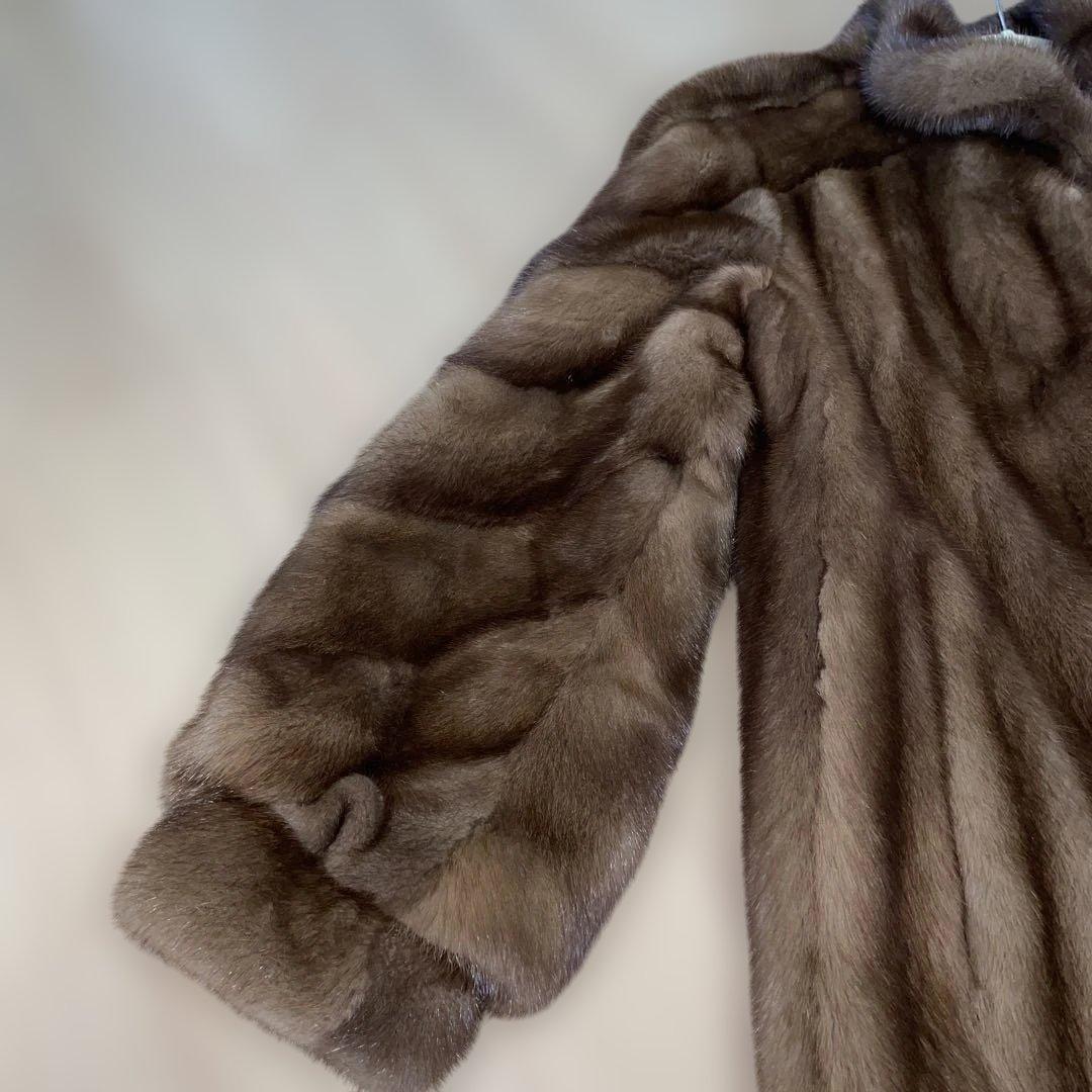 代代の❤️ミンク　毛皮　ダークブラウン ロングコート　13号