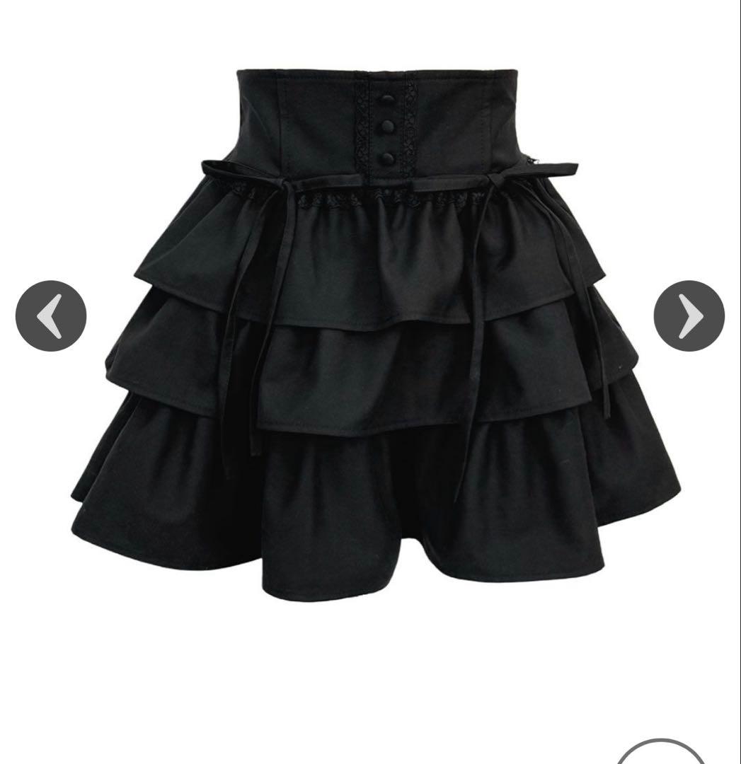 HONEYMEW ティアードフリルスカート ブラック