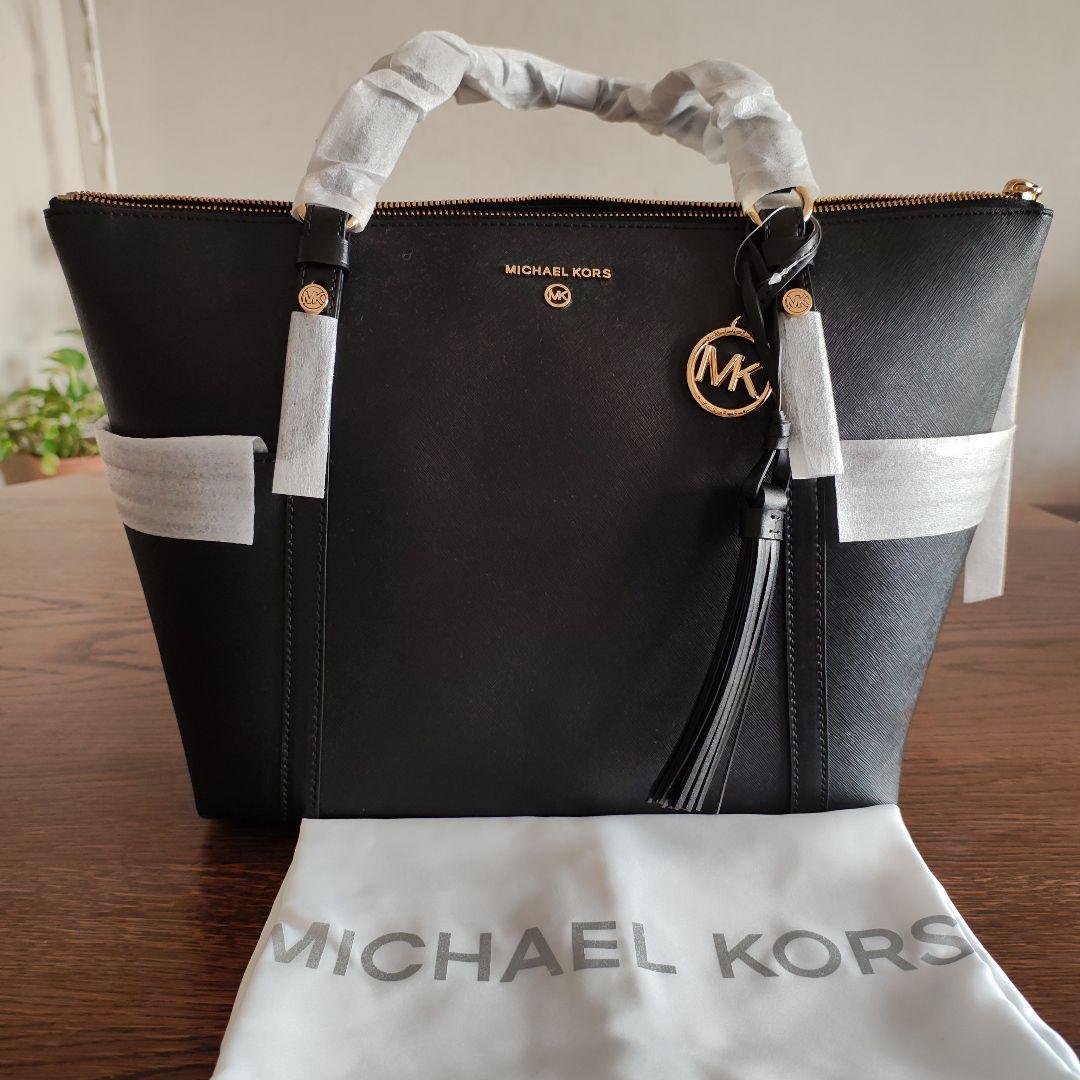 【新品・未使用】MICHAEL KORS ブラック 革トートバッグ