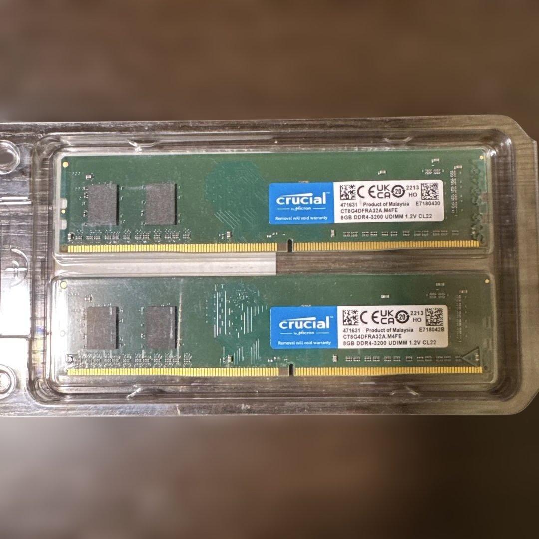 【未使用】crucial 16GB KIT DDR4-3200 メモリ