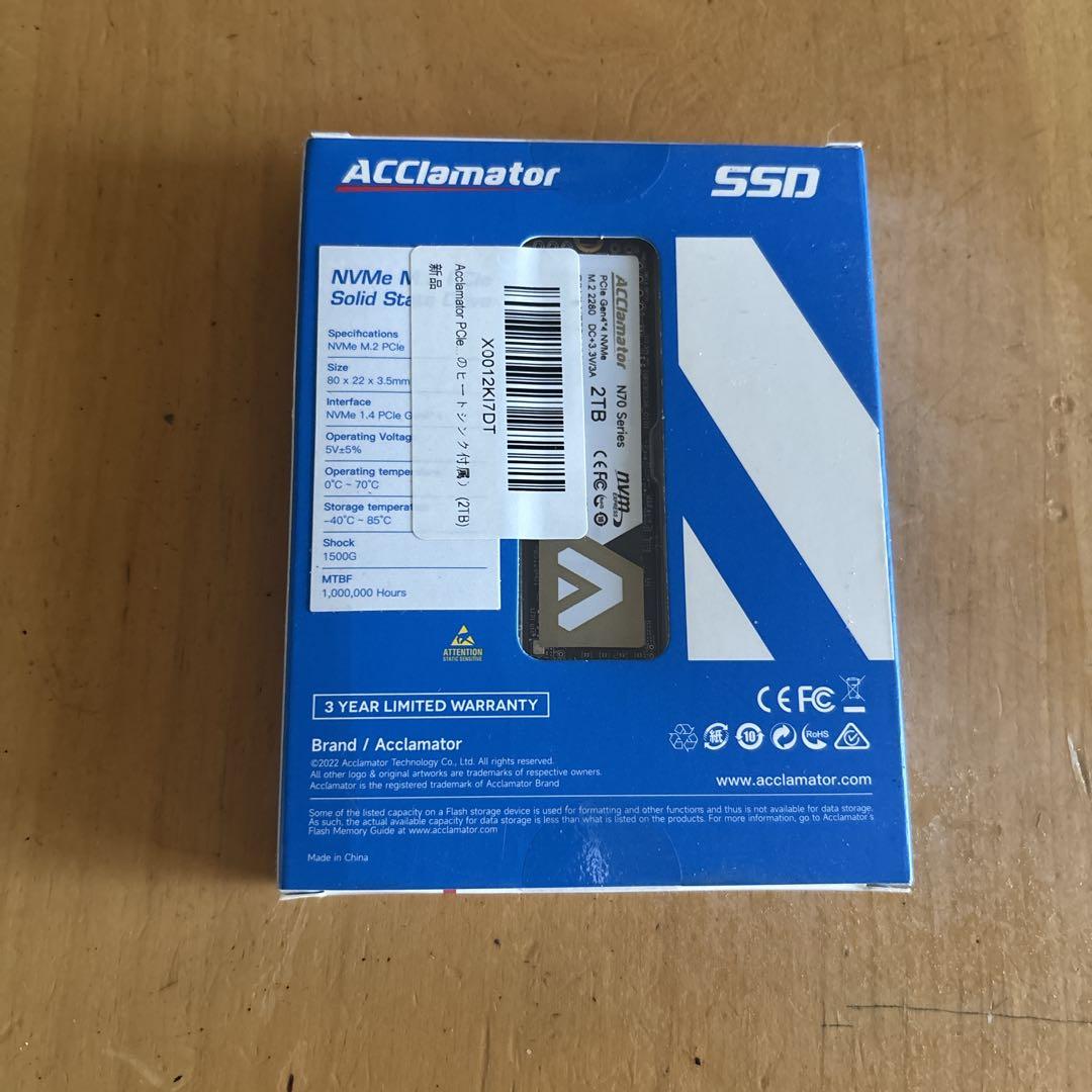 新品未開封 Acclamator NVMe 2TB Gen4*4 M.2