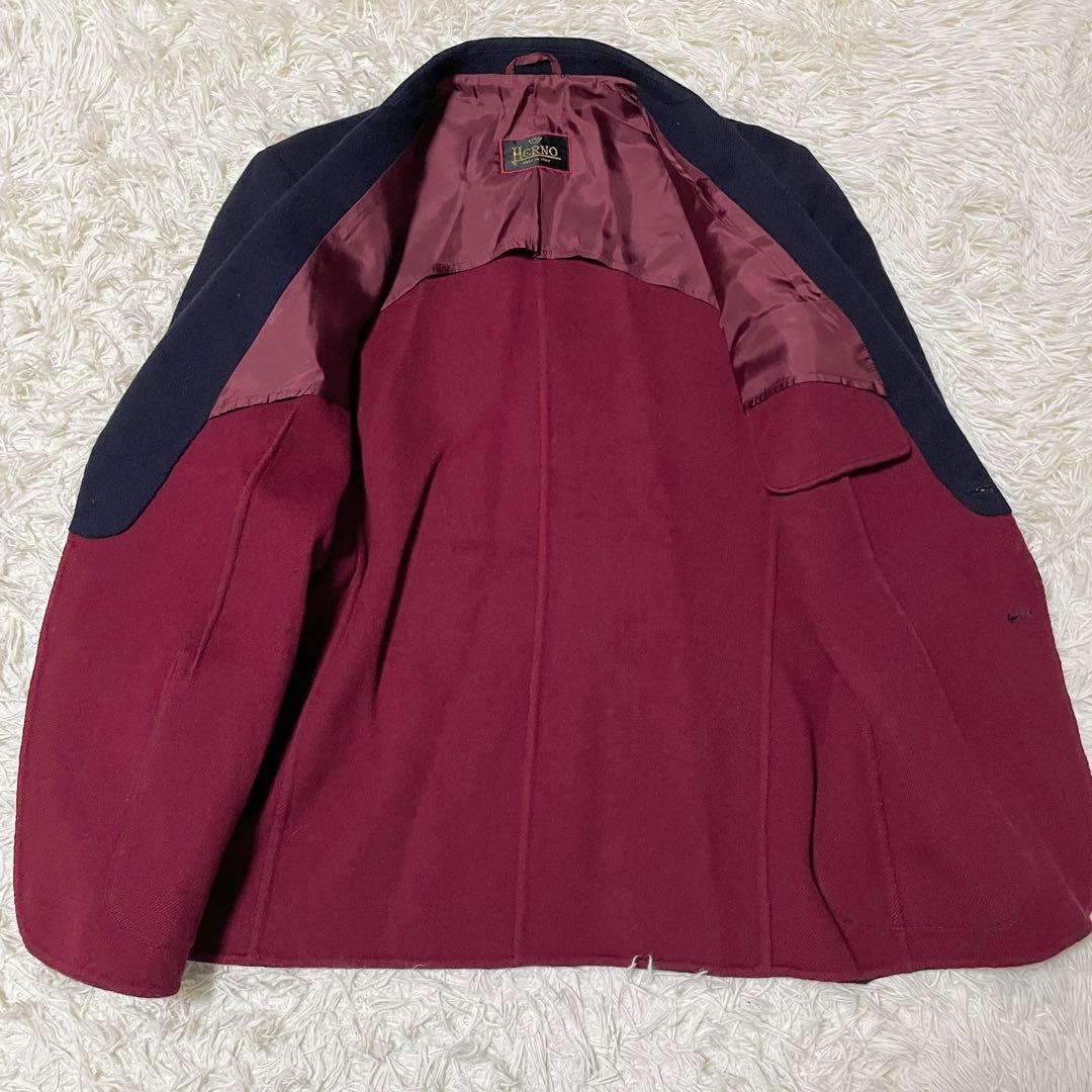 【美品】HERNO ヘルノ テーラードジャケット イタリア製 ネイビー 48