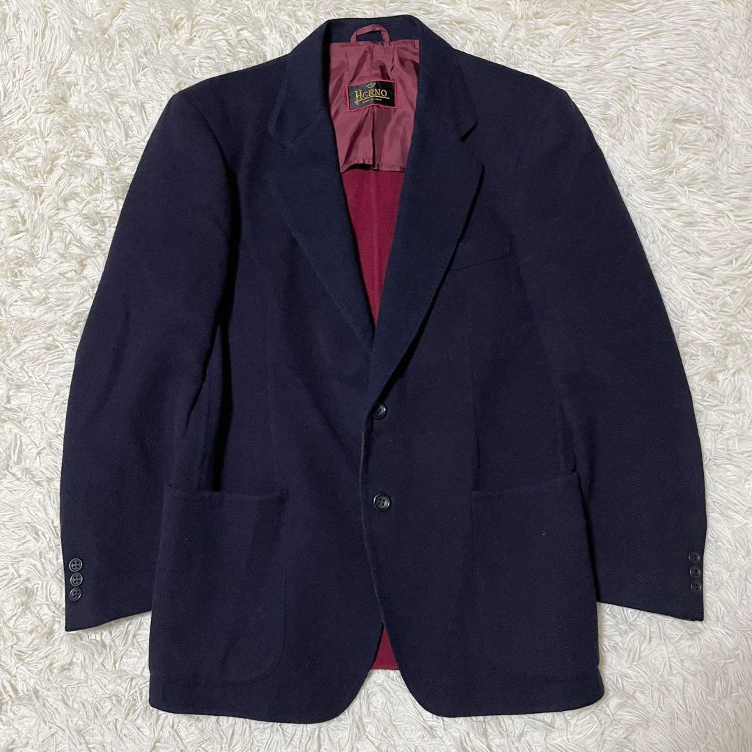 【美品】HERNO ヘルノ テーラードジャケット イタリア製 ネイビー 48