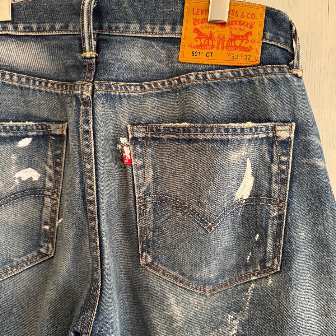 Levi's501CT W32インチペンキ加工デニムパンツジーンズリーバイス