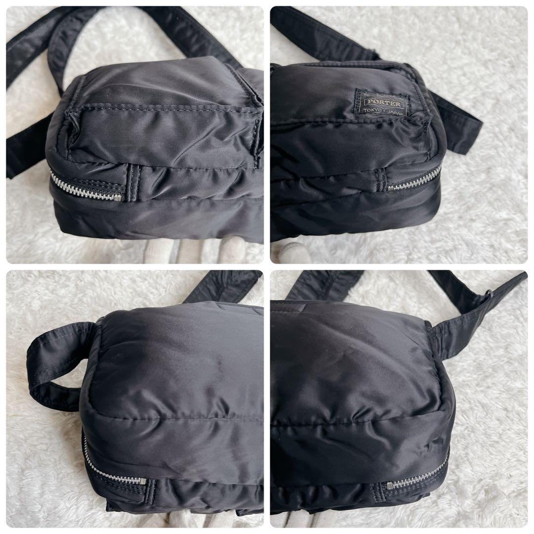 美品 ポーター タンカー 二層 ショルダーバッグ ブラック 肩がけ 黒 2室