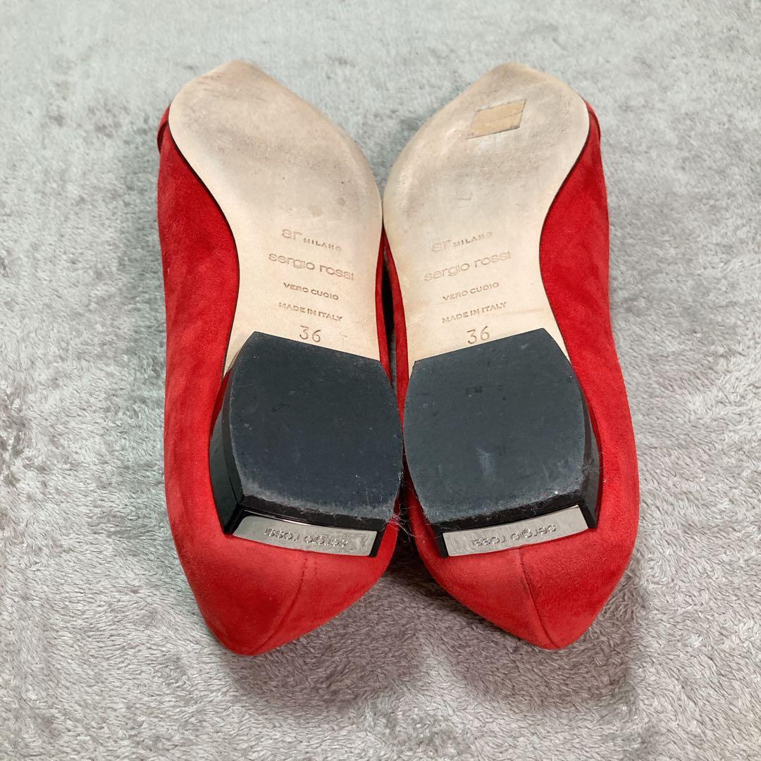 【美品】セルジオロッシ sr MILANO MIA フラットシューズ 36 赤