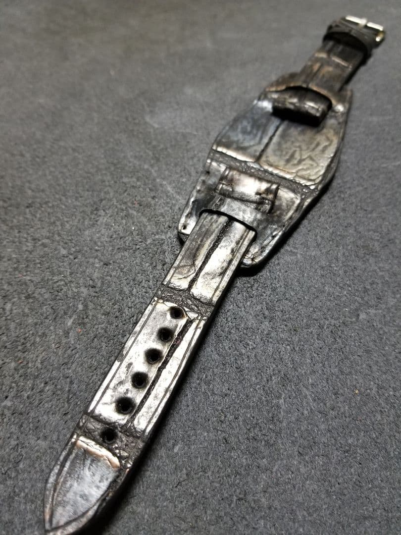 19mm 本物 クロコダイル BUND 裏側完全防水革 半艶マジョーラ