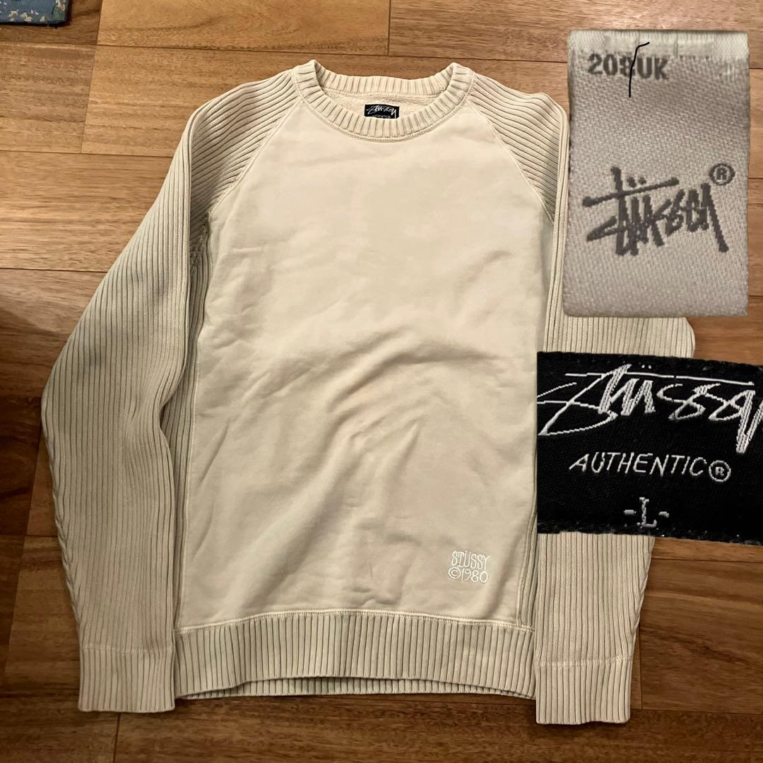 STÜSSY oldstussyトレーナー ニットスウェットLサイズ クリーム