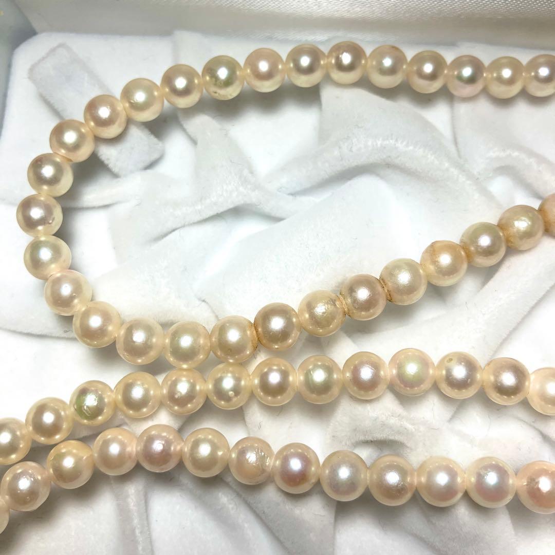 超ロング 121㎝✨ あこや真珠 パールネックレス 6-6.5㎜ ソーティング