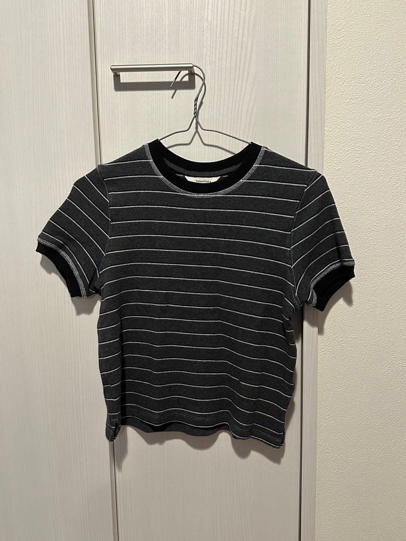 asana　TODAYFUL Border Ringer Teeグレー