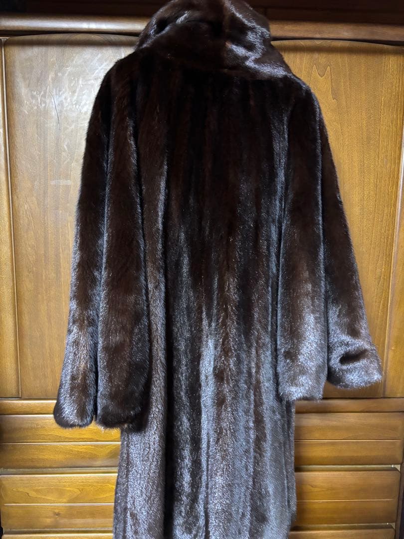 ダークブラウン 毛皮和装ロングコート