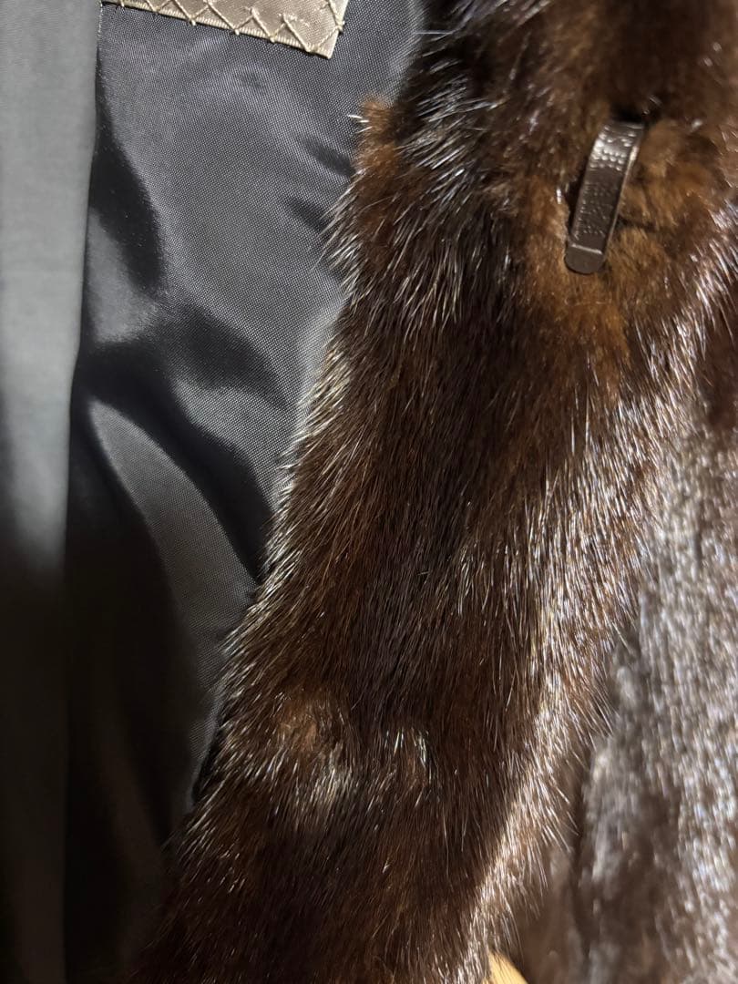 ダークブラウン 毛皮和装ロングコート