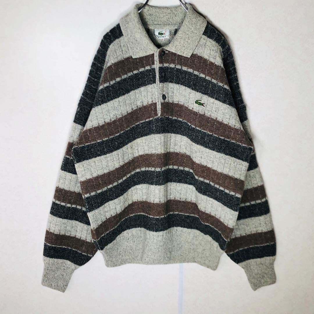 【新品 タグ付き】ラコステ ポロニット ウールニット ボーダー Lサイズ