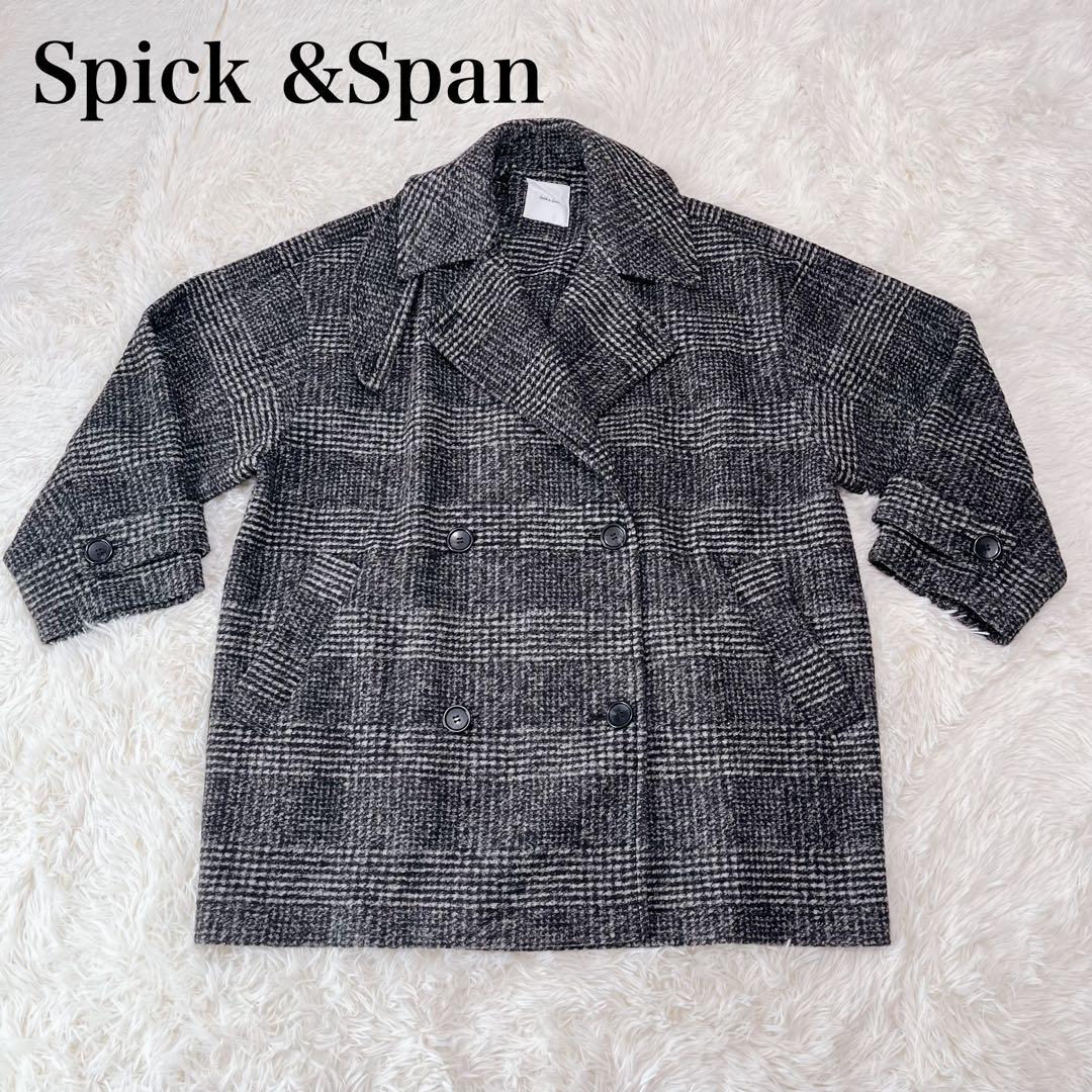 【極美品】Spick & Span Wスライバーチェックハーフコート　36
