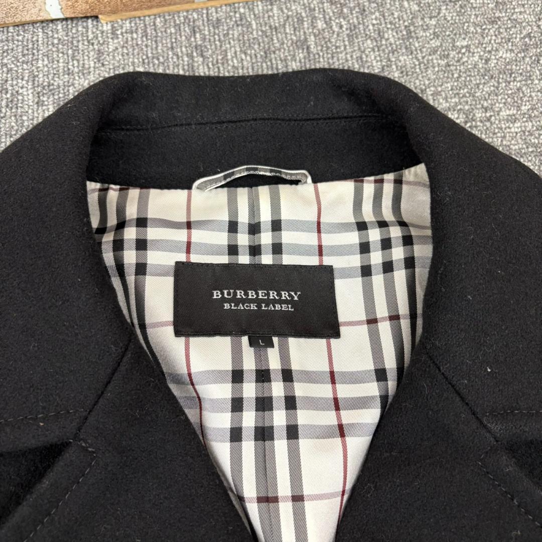 A9.BURBERRY BLACK LABEL ウール Pコート ブラック L