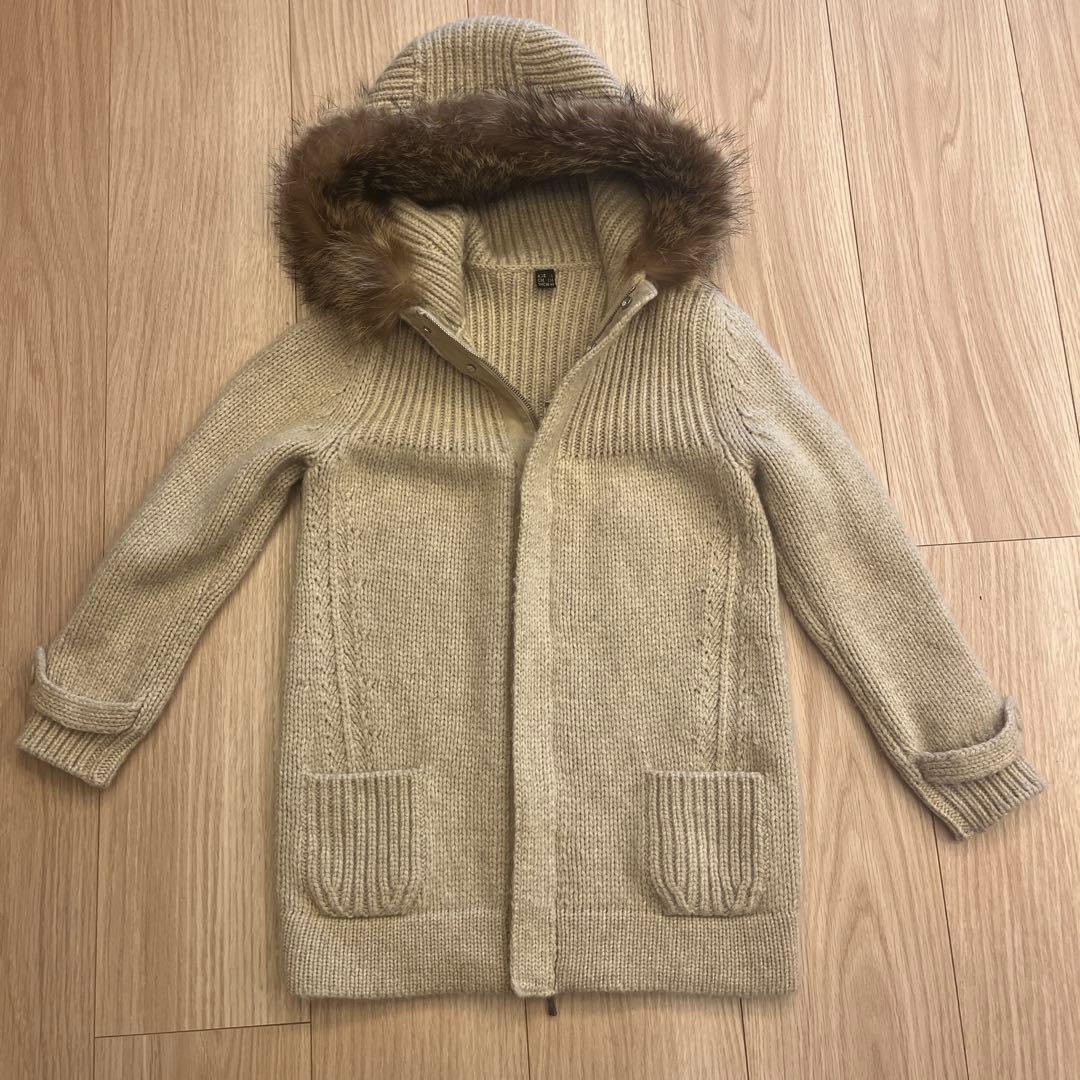 ロロピアーナ　キッズ　ニットコート　ファー付きフードコート