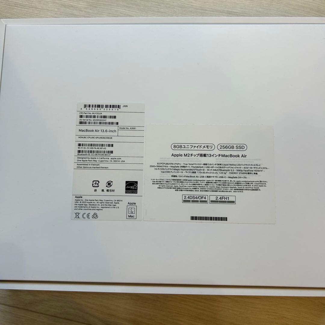 【美品】MacBook Air 13.6 M2 8GB 256GB Apple