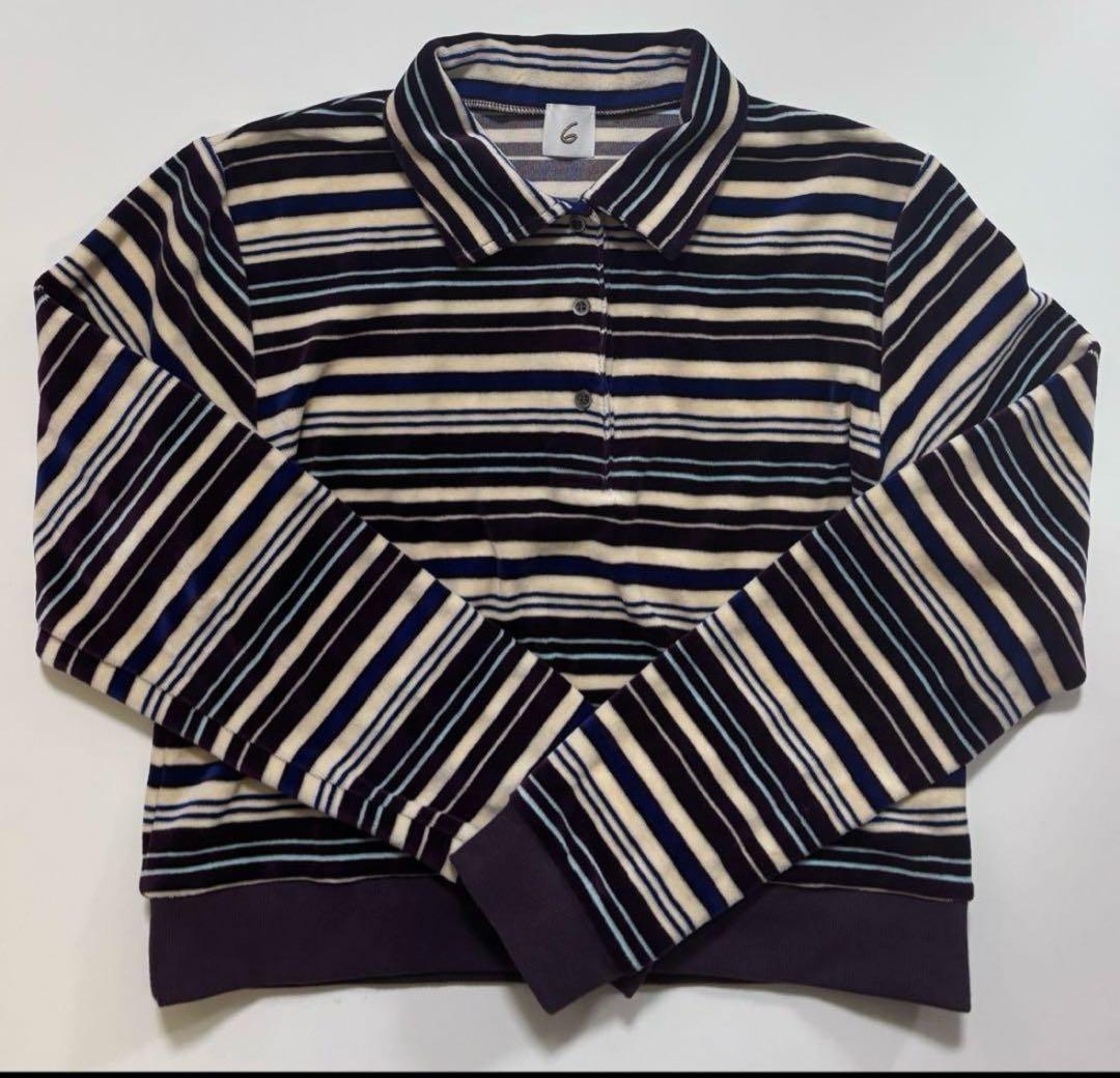 ＜6(ROKU)＞ベロア ボーダー ポロシャツ 完売