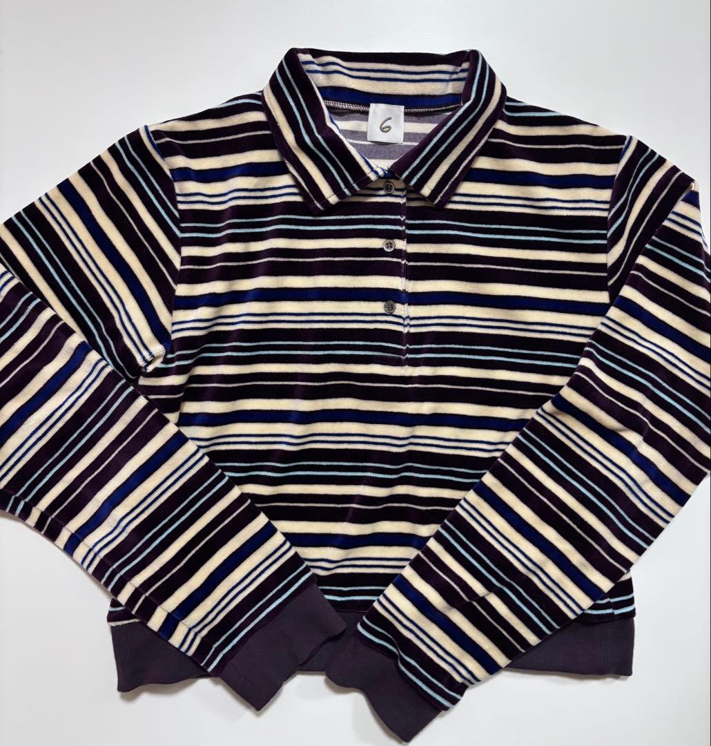 ＜6(ROKU)＞ベロア ボーダー ポロシャツ 完売