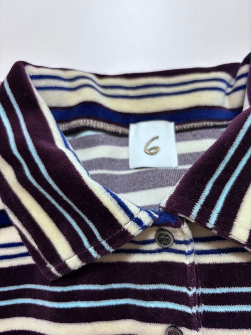 ＜6(ROKU)＞ベロア ボーダー ポロシャツ 完売