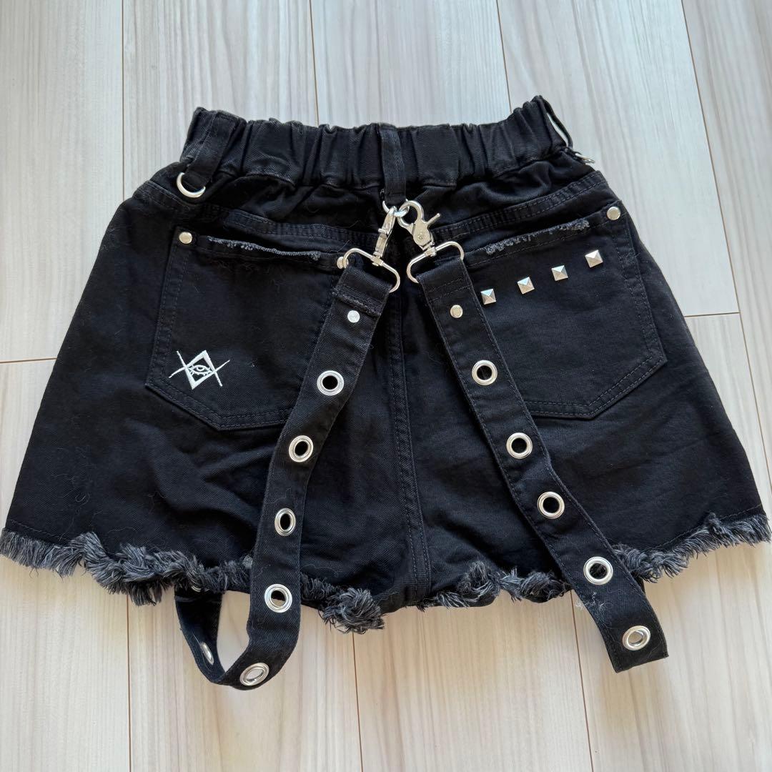 【REFLEM】サスペンダー付 ブラックショートパンツ フリーサイズ