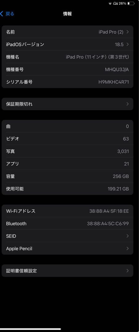 iPad Pro m1 11インチ　256GB wifi