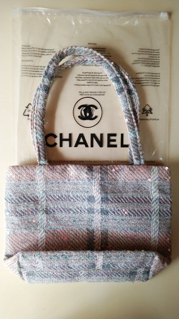 CHANELビューティーノベルティツイードスパンコールトートバック