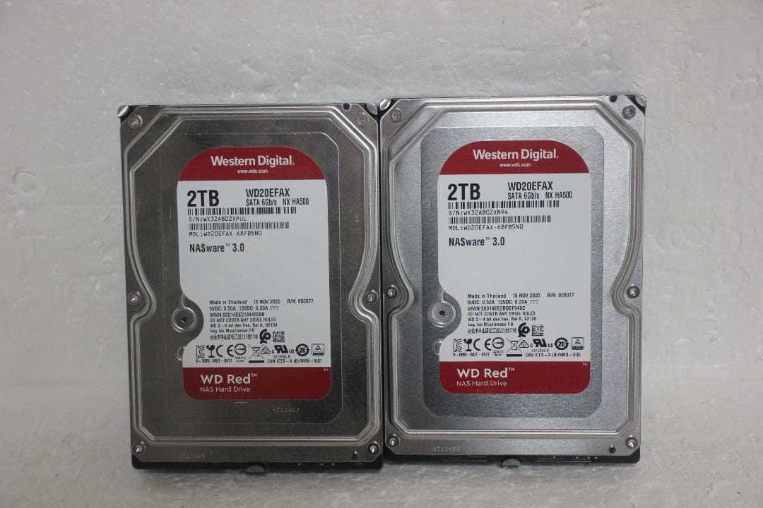 【健康状態注正常】3.5インチHDD WD RED 2TB 2個まとめ