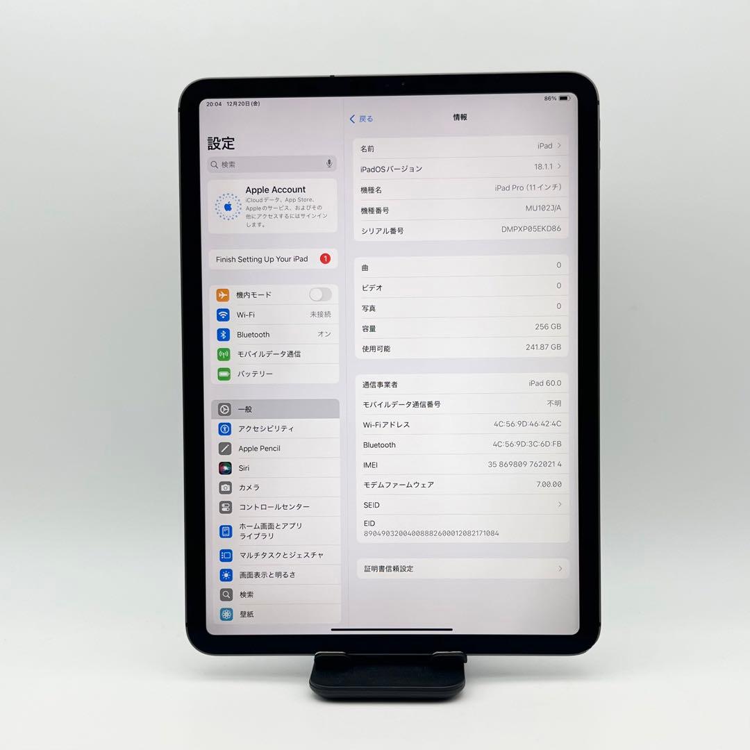 iPad Pro 11インチ（第1世代）SIMフリー 256GB