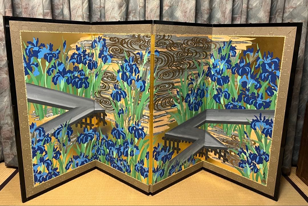 アヤメの花の屏風