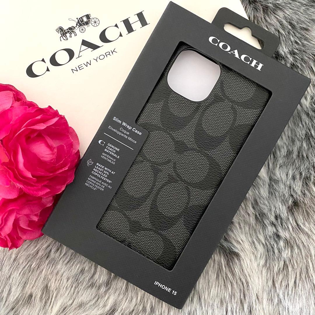 新品☆COACH(コーチ)ブラック　スマホケース　i Phone15