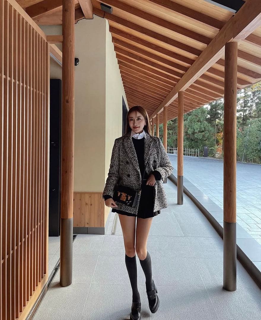 shellerシェリエツイードテーラードジャケット