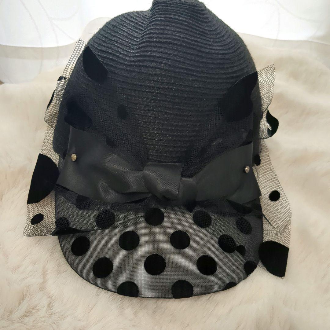 【新品未使用】CA4LA　レディース　リボンドットキャスケット黒