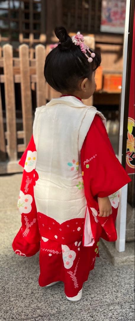 七五三　正絹　お着物　被布セット　3歳