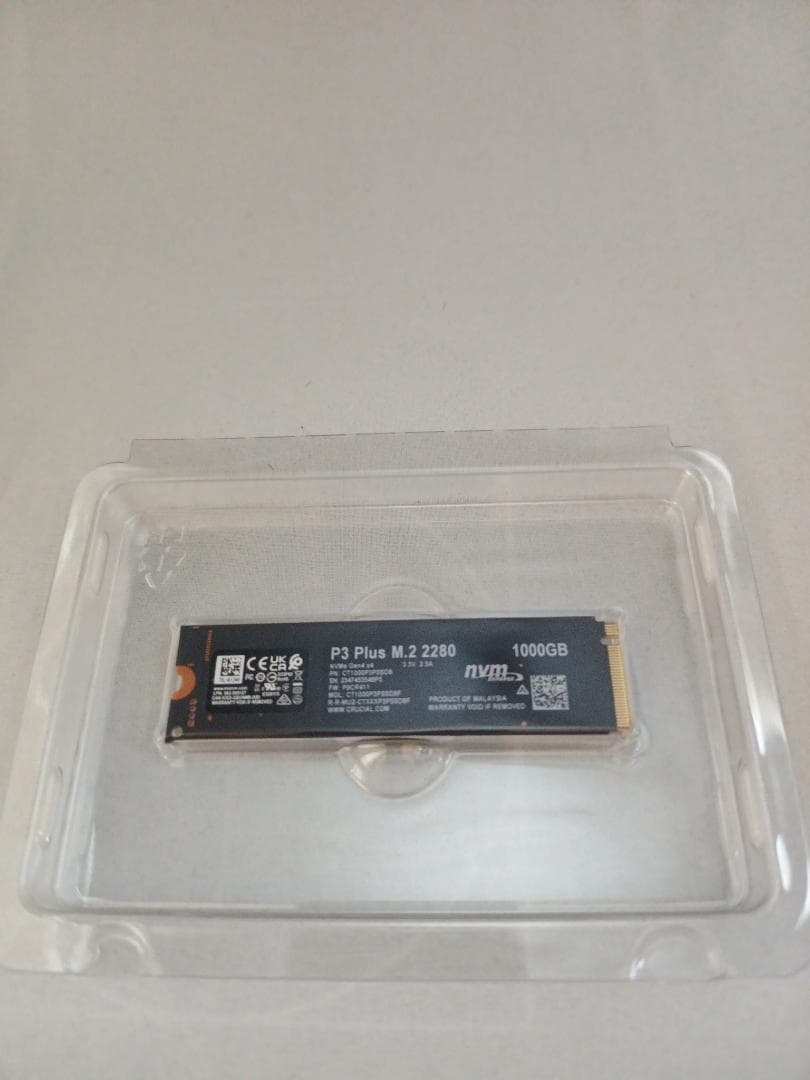 新品 Crucial 1TB P3 Plus NVMe PCIe M.2