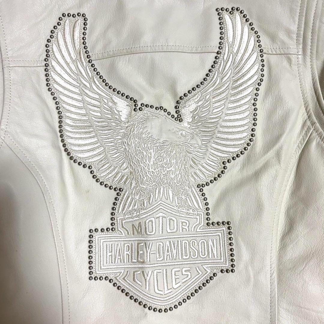【美品】ハーレーダビッドソン　レザージャケット　レディース　オフホワイト