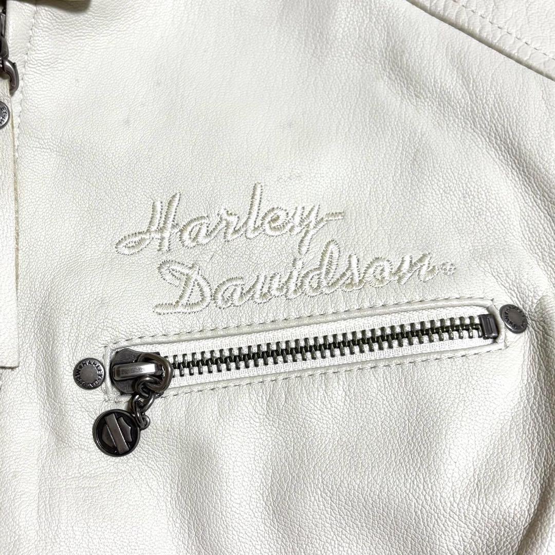 【美品】ハーレーダビッドソン　レザージャケット　レディース　オフホワイト