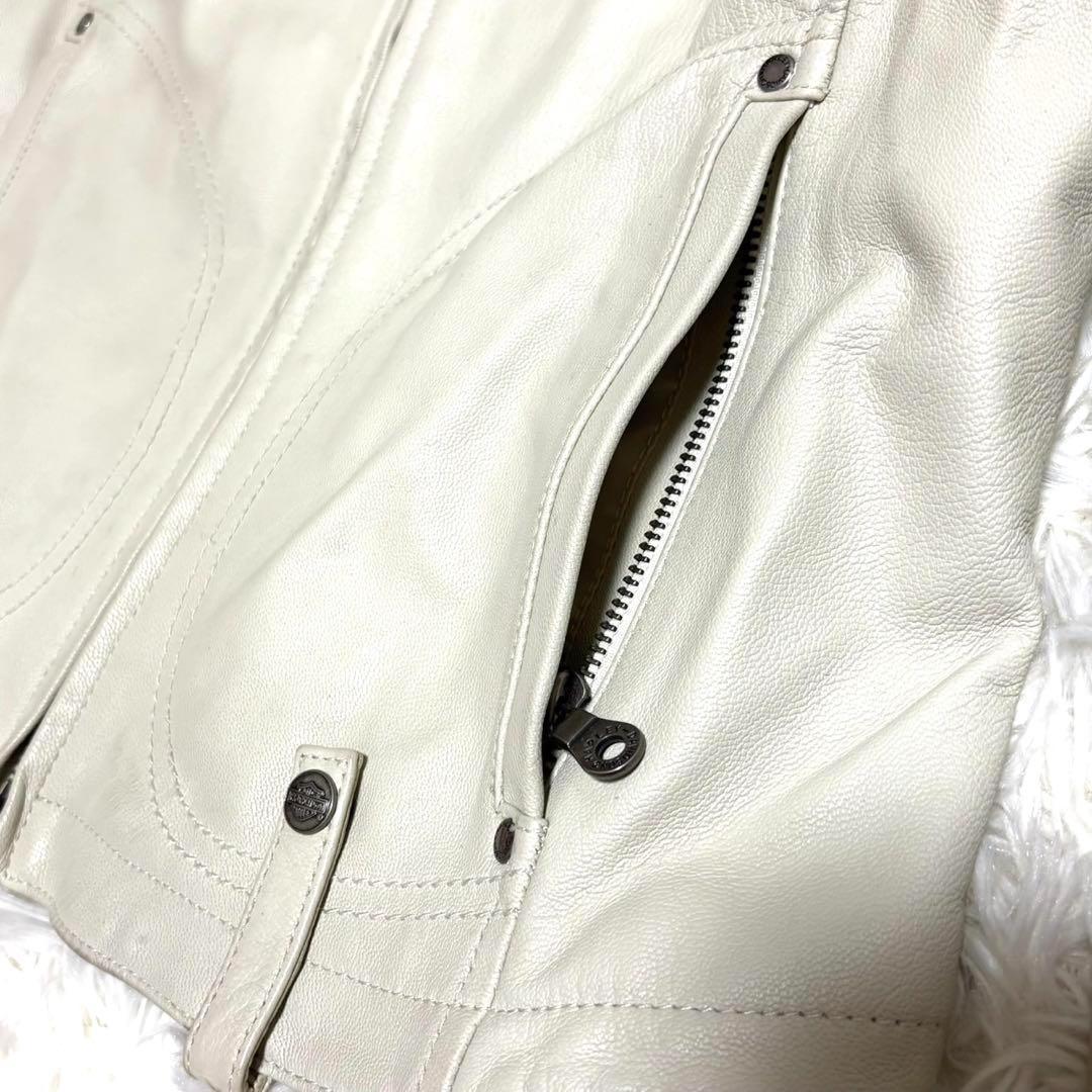 【美品】ハーレーダビッドソン　レザージャケット　レディース　オフホワイト