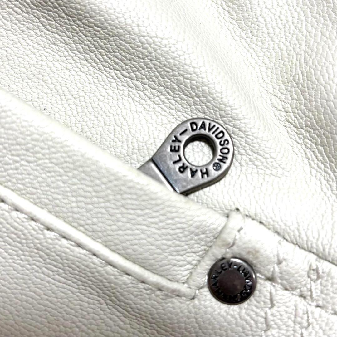 【美品】ハーレーダビッドソン　レザージャケット　レディース　オフホワイト
