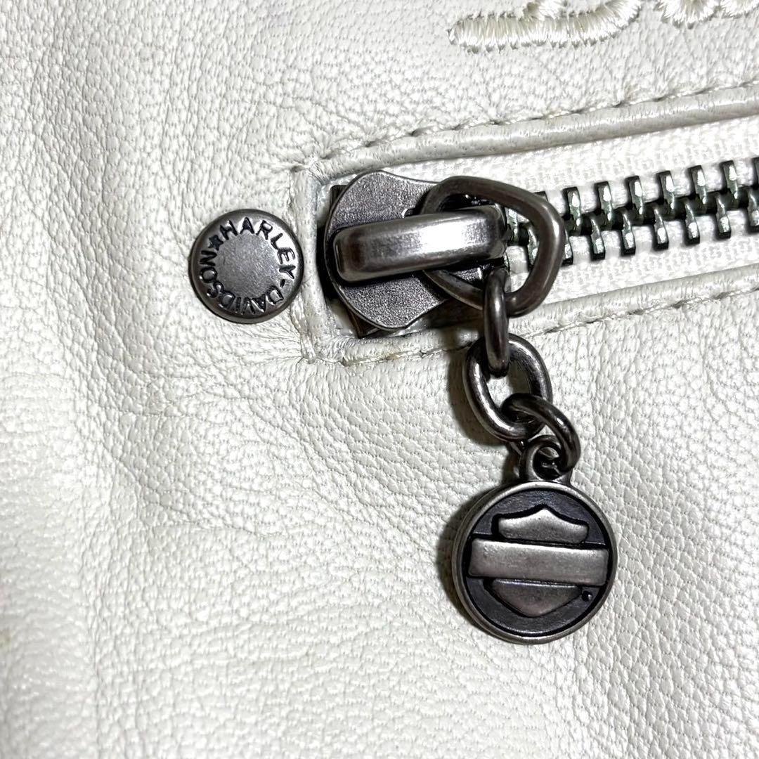 【美品】ハーレーダビッドソン　レザージャケット　レディース　オフホワイト