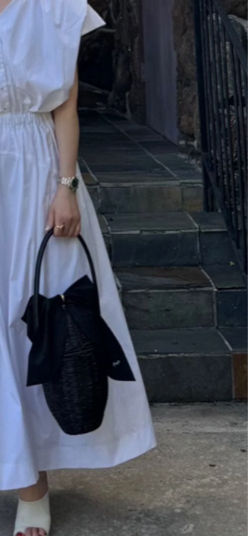 jingle どんぐりラタンバッグ　girlish カゴバック　リボン付き