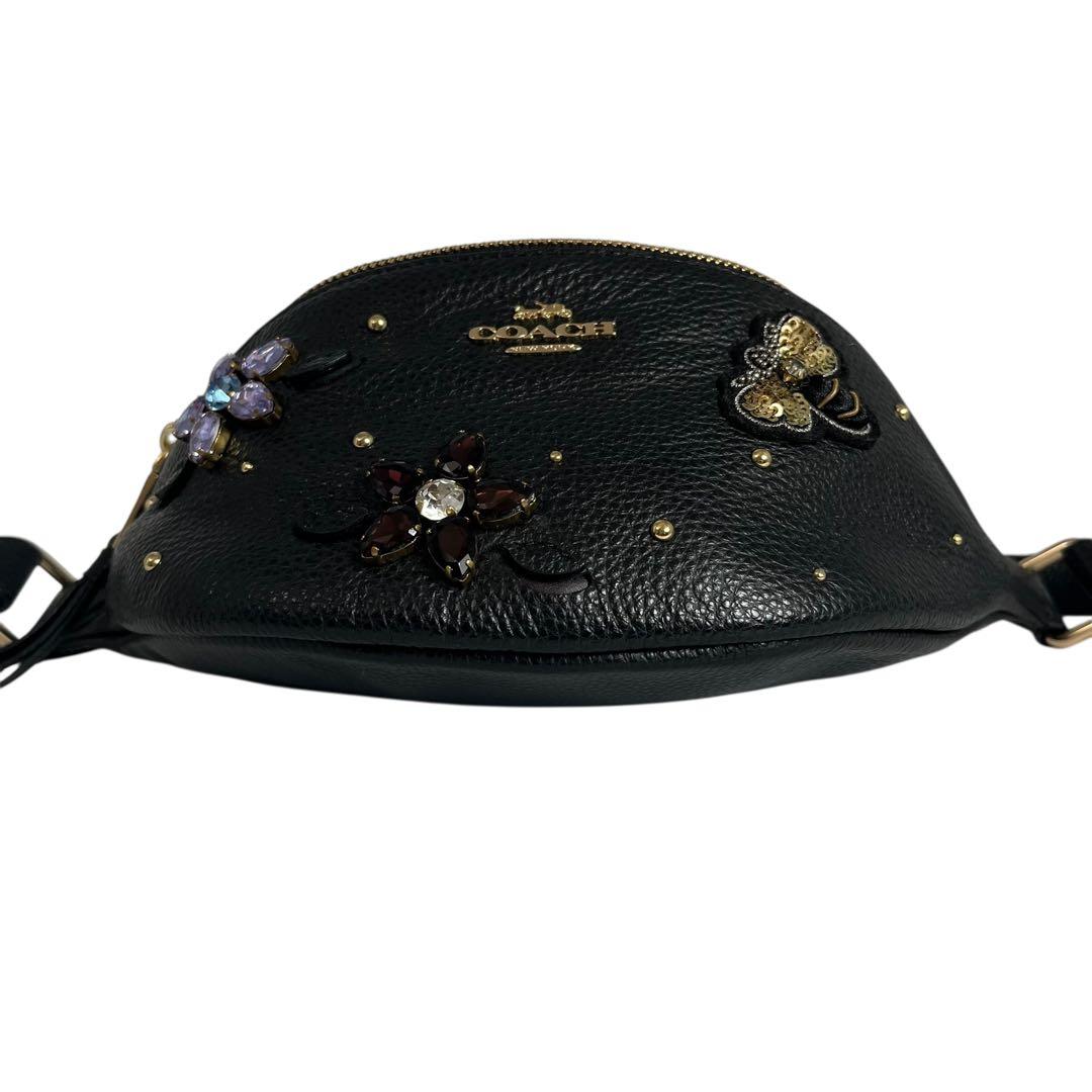 極美品✨ コーチ ボディバッグ 2way レザー ストーン 黒 海外限定 レア