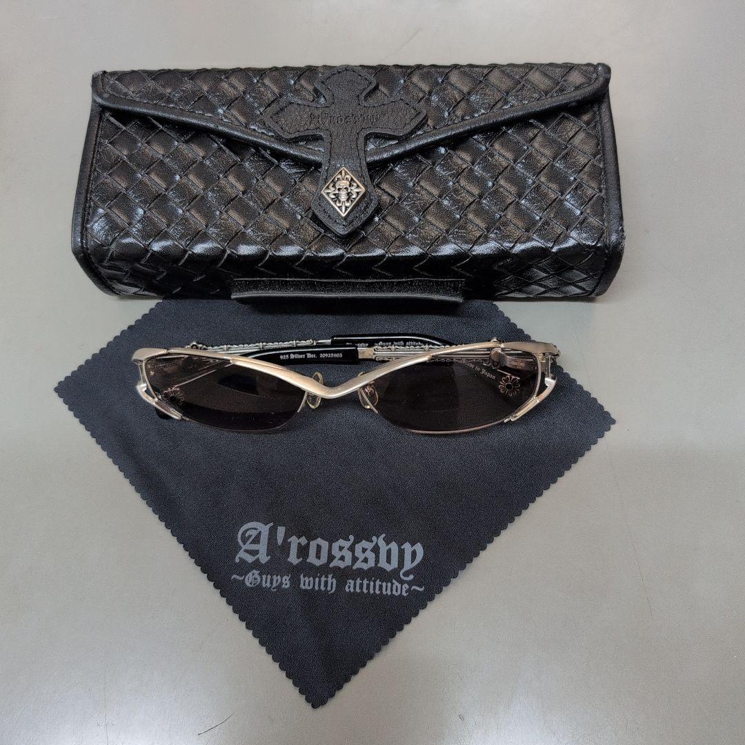A'rossby 　９２５シルバー　サングラス ブラック　美品２０９２５１１０３