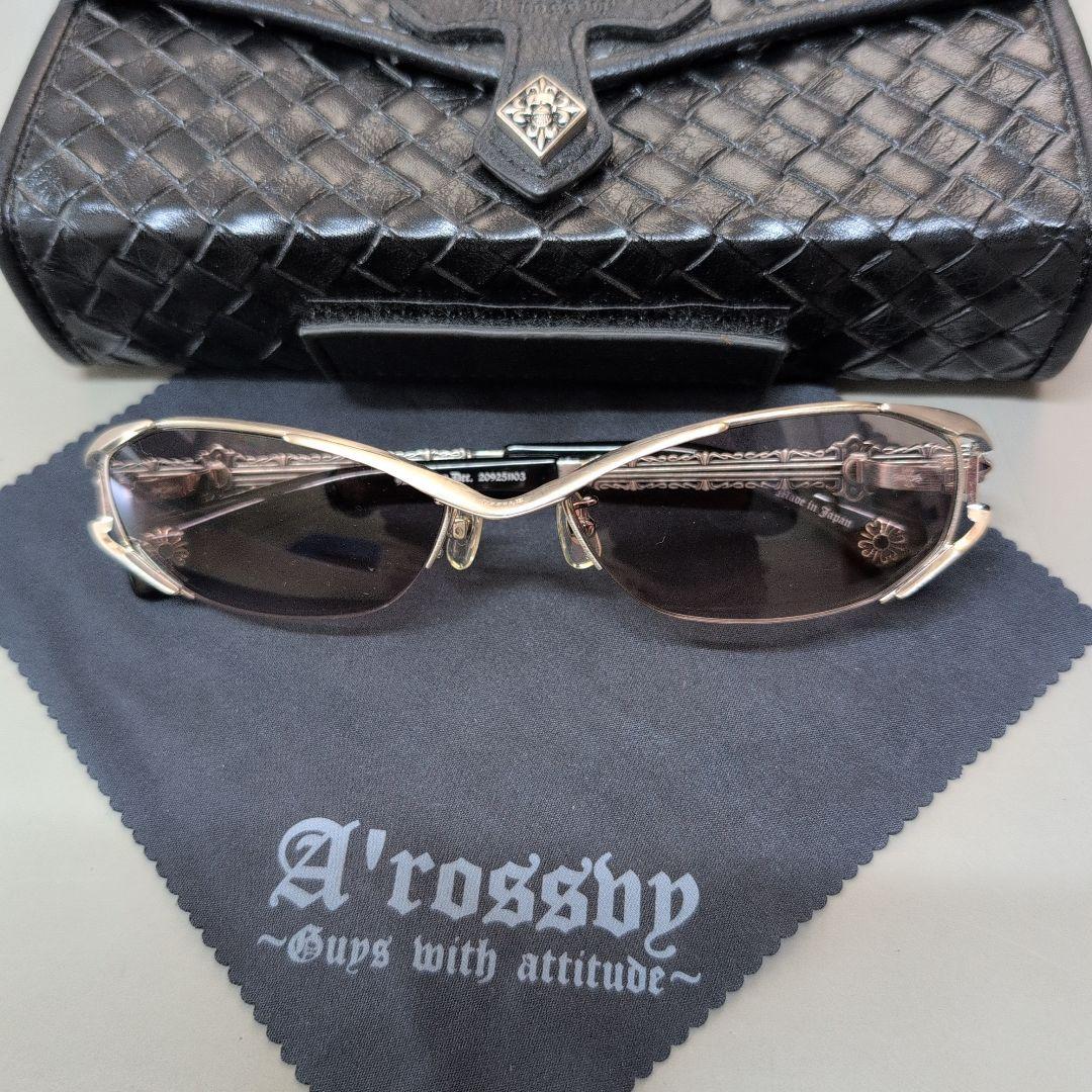 A'rossby 　９２５シルバー　サングラス ブラック　美品２０９２５１１０３