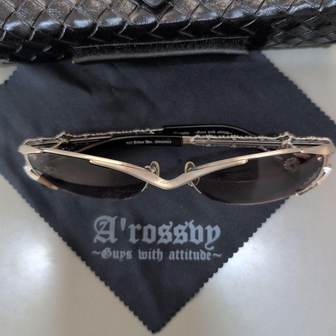 A'rossby 　９２５シルバー　サングラス ブラック　美品２０９２５１１０３