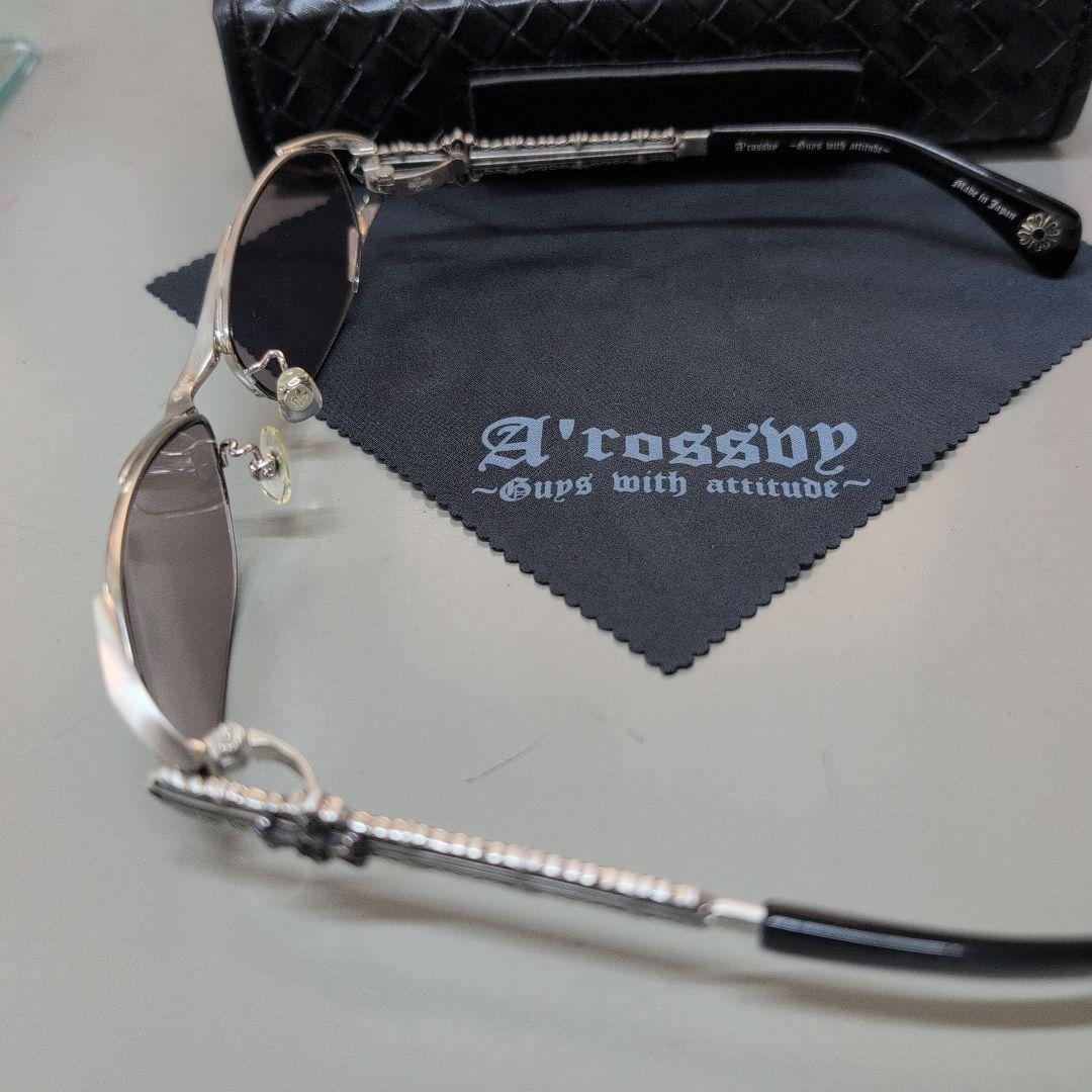 A'rossby 　９２５シルバー　サングラス ブラック　美品２０９２５１１０３