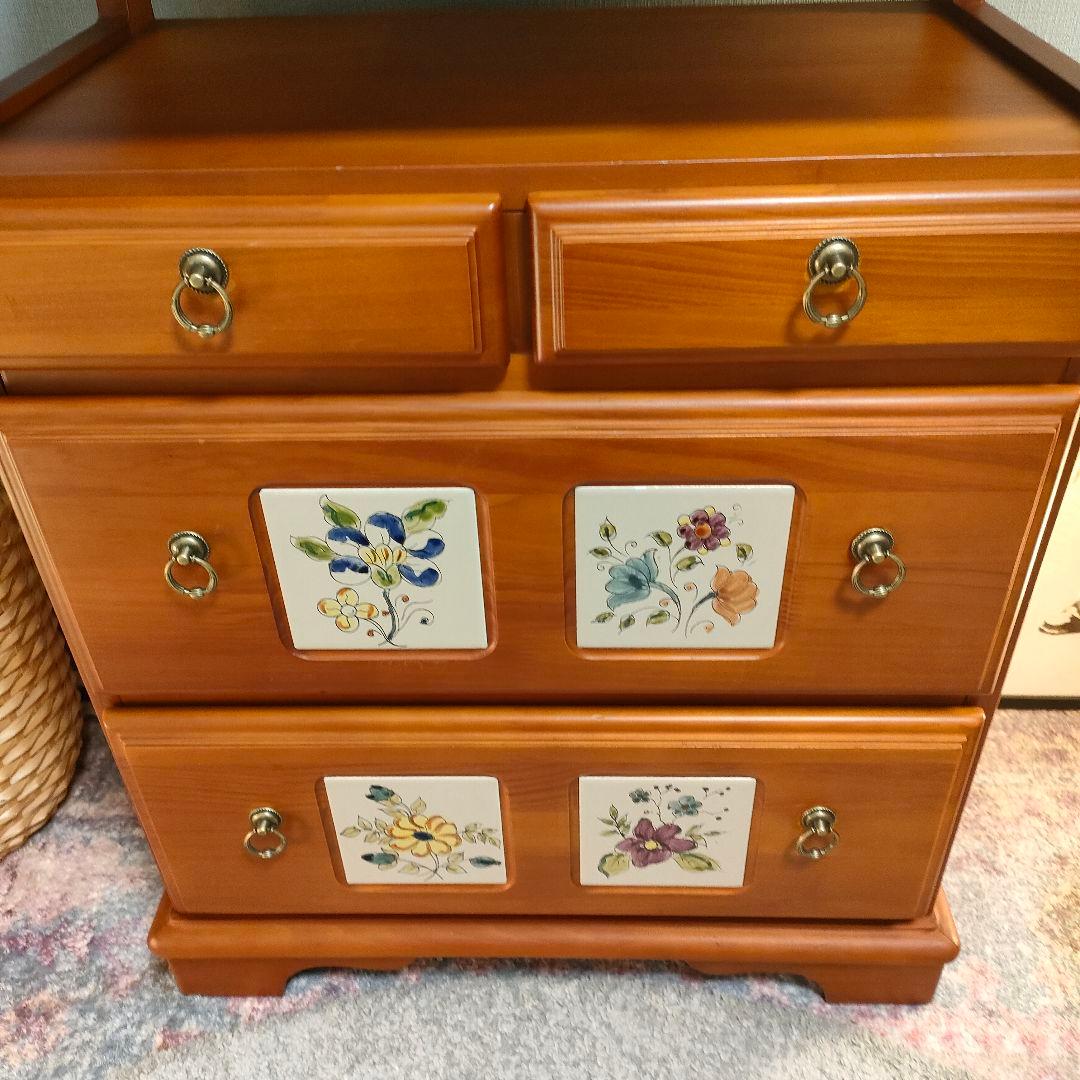 ヴィンテージ バレンシア スパニッシュタイル チェスト 北欧カントリー 収納